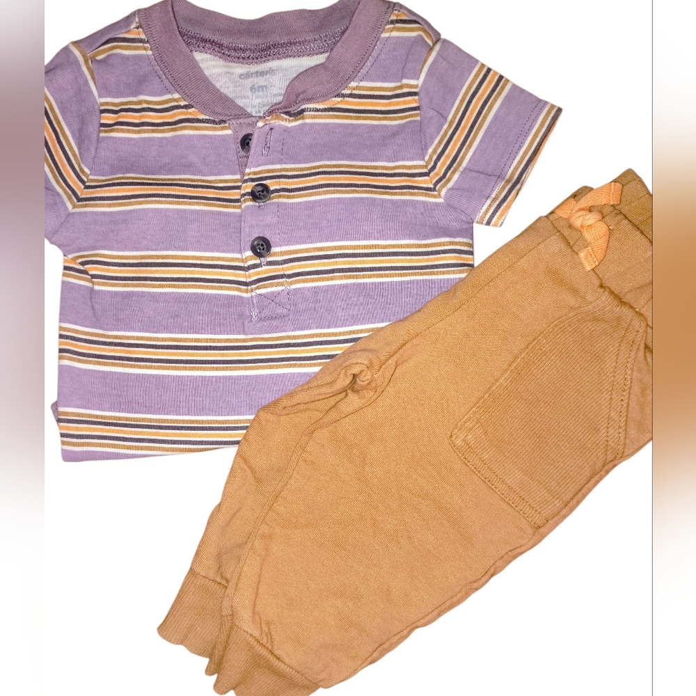 3/$8 2- Piece Purple Short Sleeve Onesie & Jogger